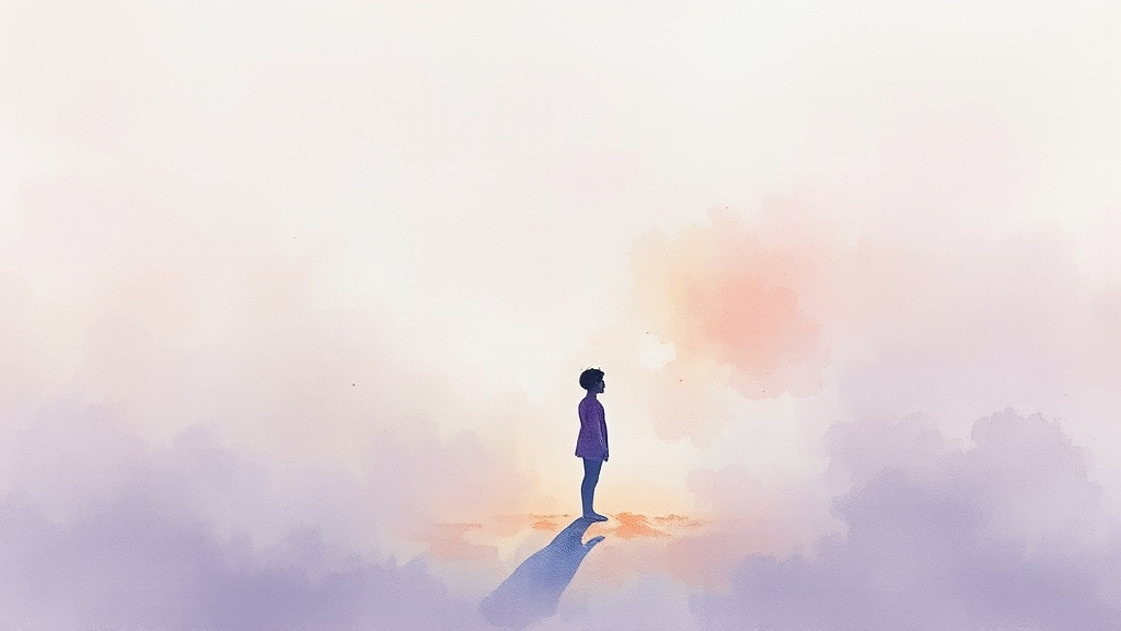 침묵의 역설: 고뇌와 깨달음 (watercolor 스타일)