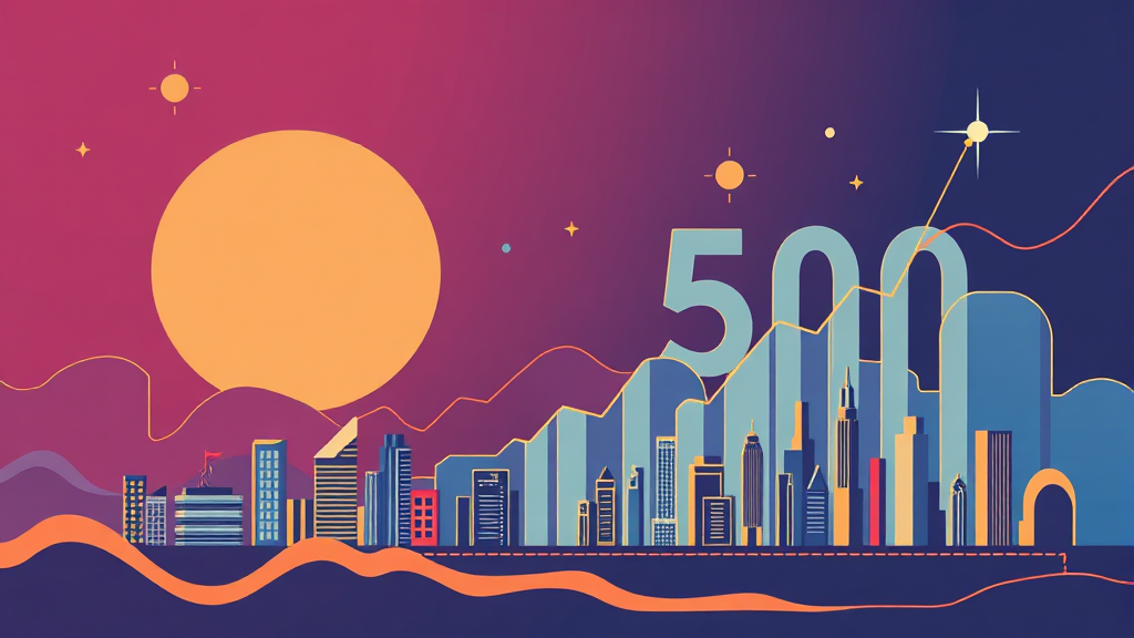 S&P 500 지수 리밸런싱과 투자 전략 (illustration 스타일)