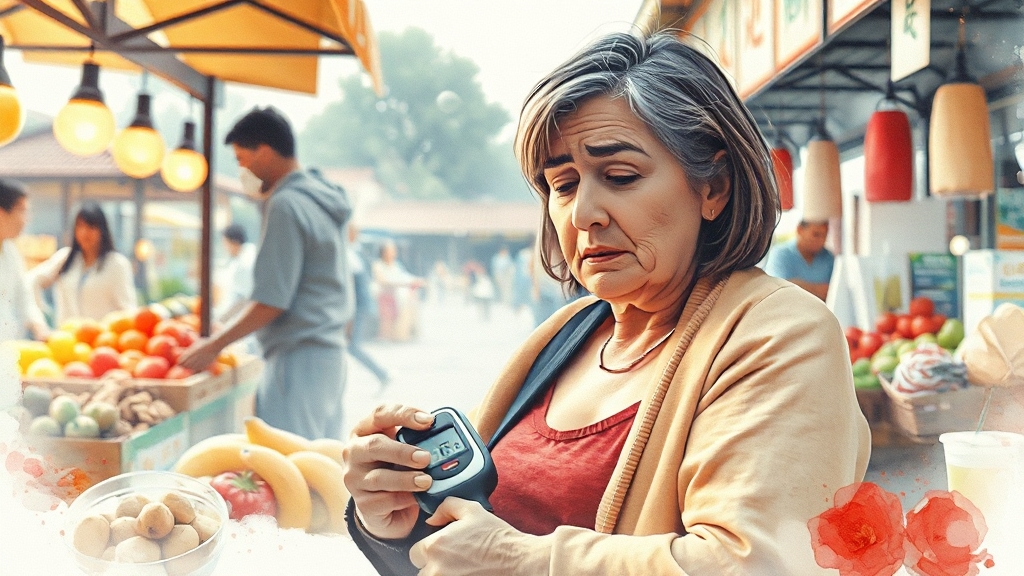 고혈당 쇼크 원인 분석 (watercolor 스타일)