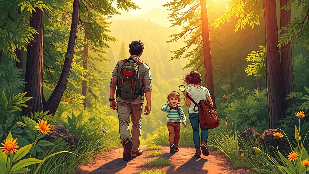 야영장 주변, 뭐 볼거리가 있을까? (illustration 스타일)