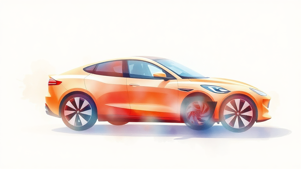 중고차 시장 미래 전망 (watercolor 스타일)