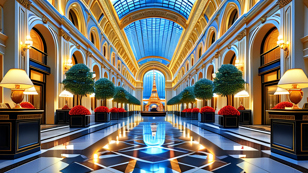 호텔 체크인 및 주변 편의시설 정보 (realistic 스타일)