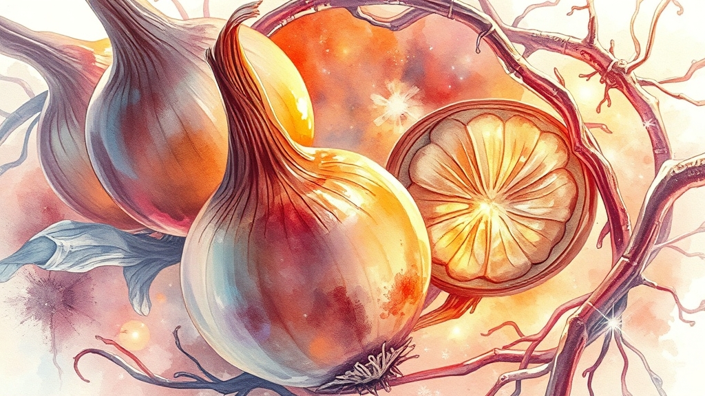 양파, 혈당 외 다른 효능은? (watercolor 스타일)