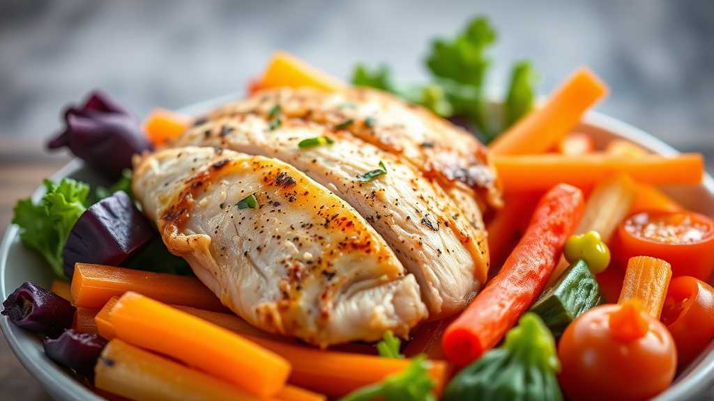 닭가슴살, 채소 등 기본 식재료 활용법 (realistic 스타일)