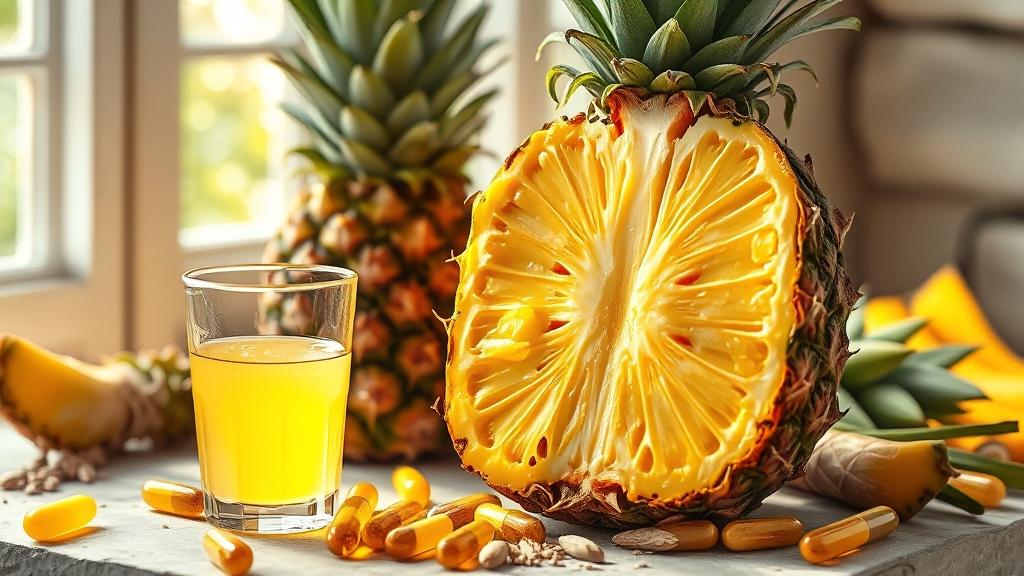 브로멜라인이 풍부한 음식 (realistic 스타일)