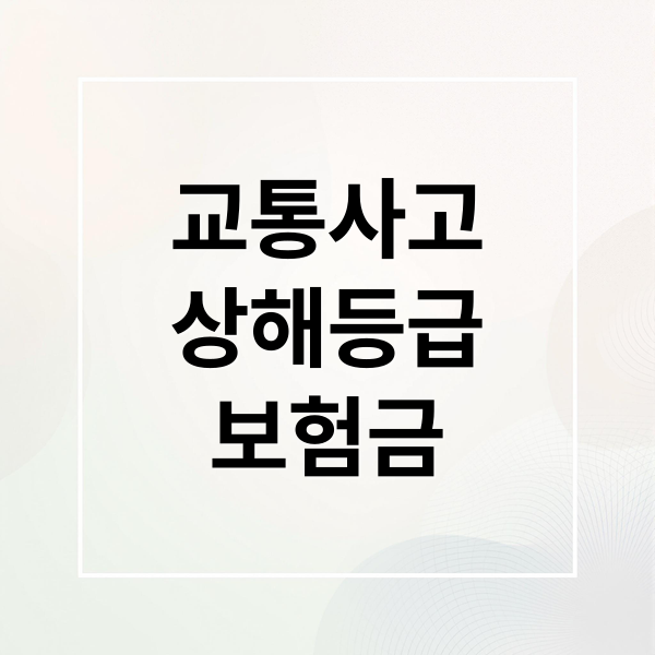 교통사고
상해등급
보험금 (교통사고 상해 등급 1급 14급 기준)