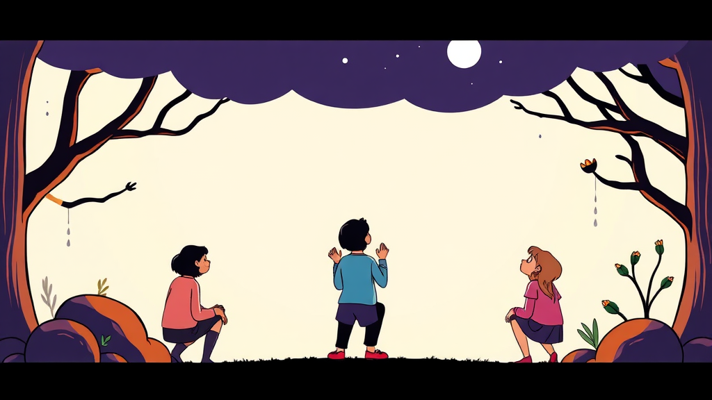 작품의 주제와 비평적 시각 (cartoon 스타일)