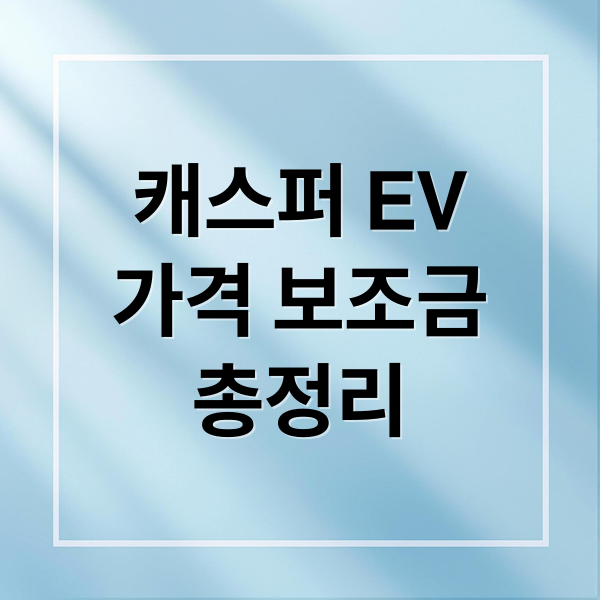 캐스퍼 EV
가격 보조금
총정리 (캐스퍼 일렉트릭 EV 가격 보조금)