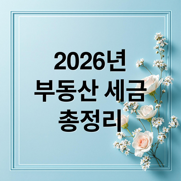 2026년
부동산 세금
총정리 (부동산 세금)