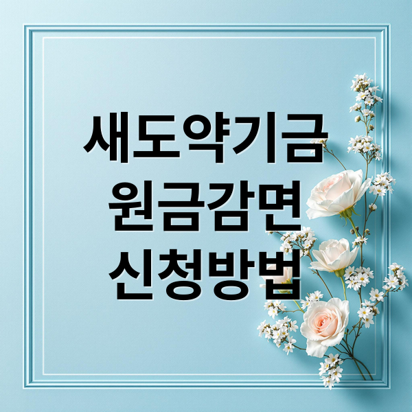 새도약기금
원금감면
신청방법 (새도약기금 원금감면)
