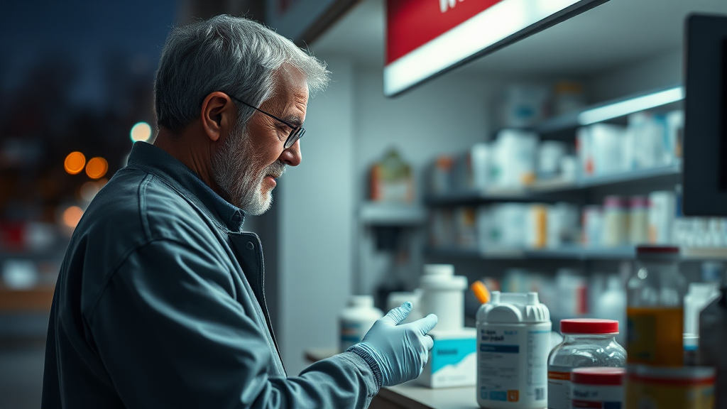 공공심야약국 & 휴일지킴이약국: 언제든 약을 구할 수 있는 곳 (realistic 스타일)