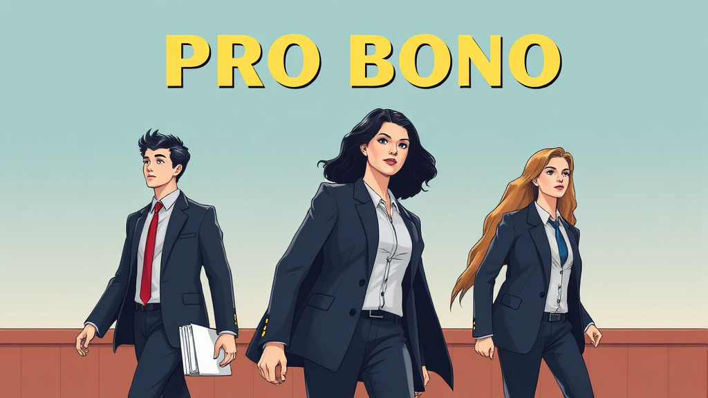 프로보노 드라마 인물 관계도 및 배경 (illustration 스타일)