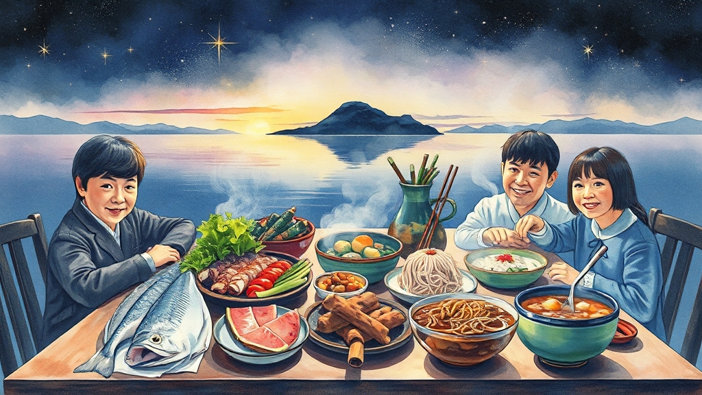 1박 5끼 식단 공개 (watercolor 스타일)