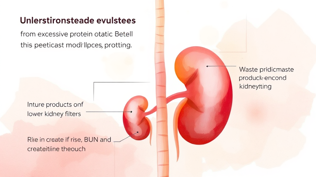 단백질 과다 섭취가 신장에 미치는 영향 (watercolor 스타일)