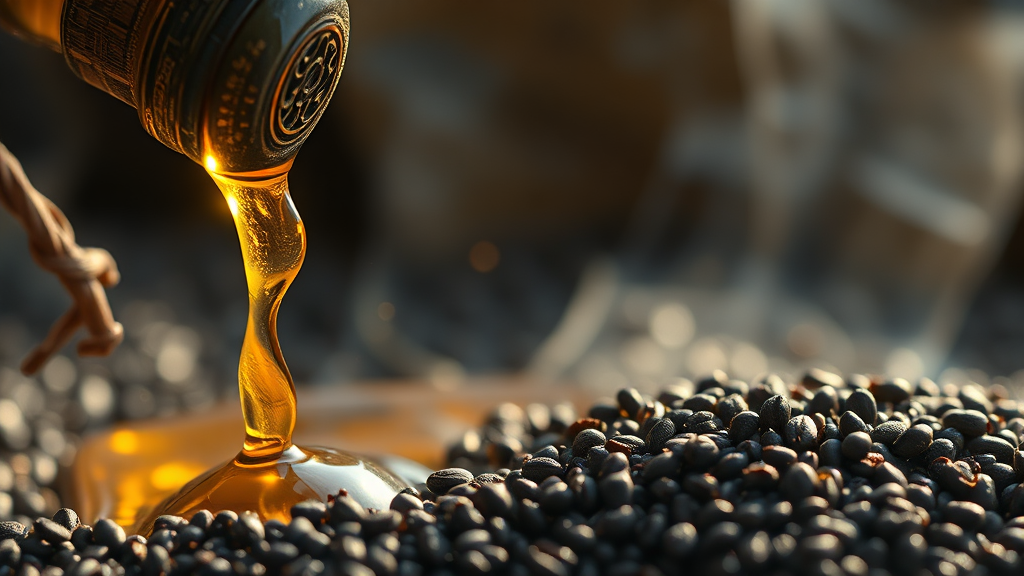 블랙커민씨드 오일의 주요 효능 (realistic 스타일)