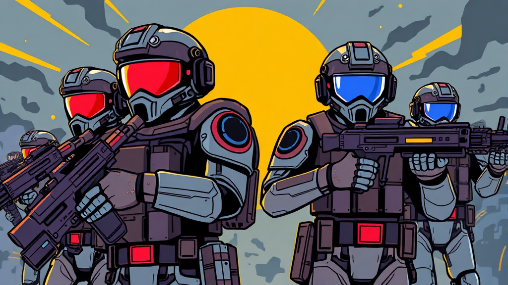 AI 전쟁 소설 속 한국 군사력의 미래 (cartoon 스타일)