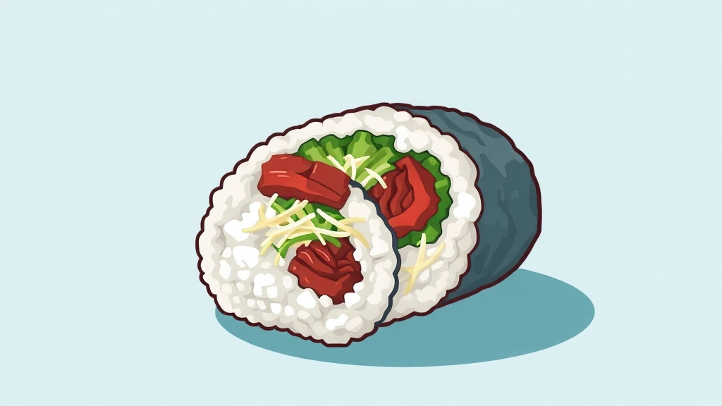 소고기 김밥 재료 준비 (cartoon 스타일)