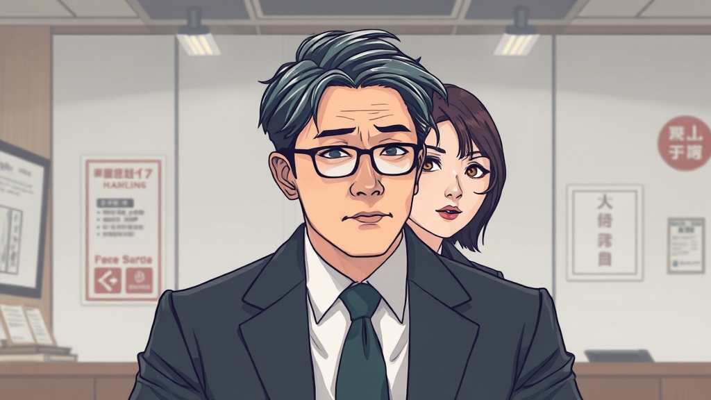 주요 인물: 엄희준, 김동희 검사 (illustration 스타일)