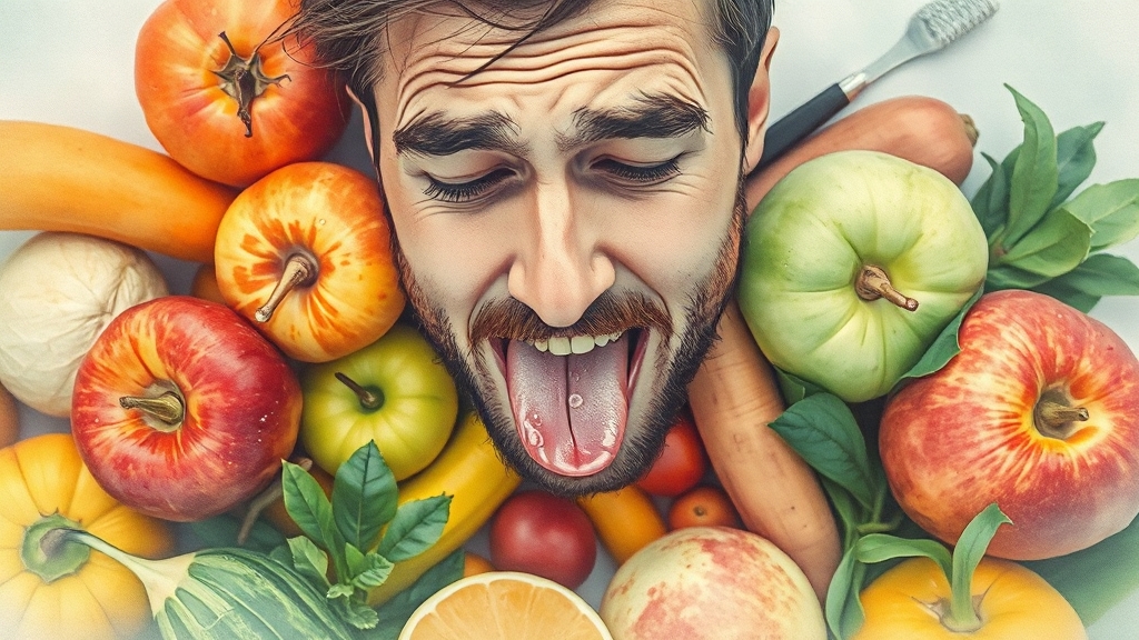 입냄새 원인과 관리 중요성 (watercolor 스타일)