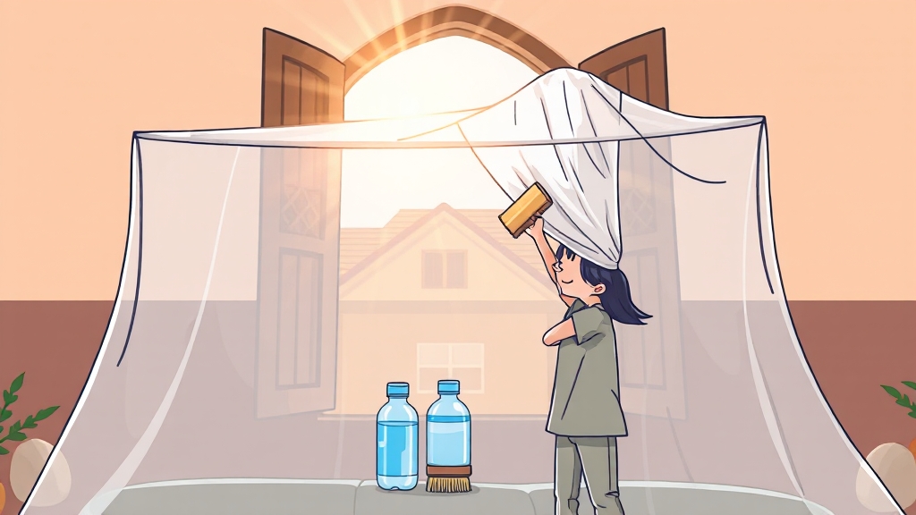 방충망 관리: 오래 쓰는 비법 (cartoon 스타일)