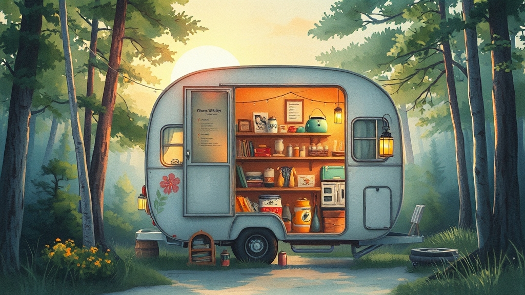 카라반 여행 준비물 체크리스트 (watercolor 스타일)