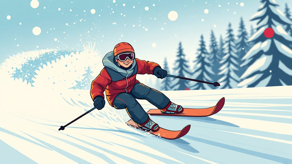 겨울 액티비티: 스키, 눈썰매 (illustration 스타일)