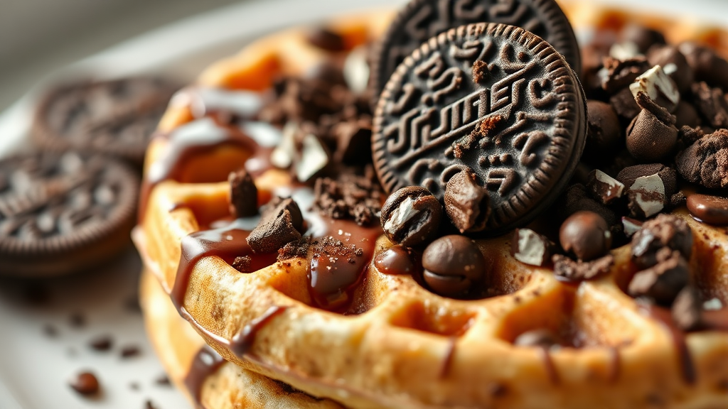 나만의 와플 꿀조합 레시피 (realistic 스타일)