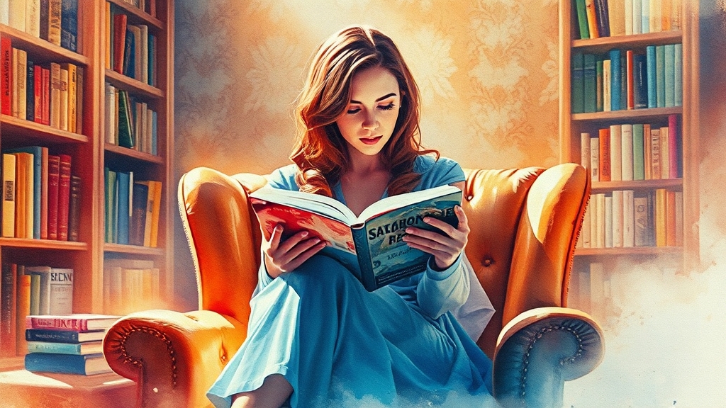 독서 습관과 영향 (watercolor 스타일)