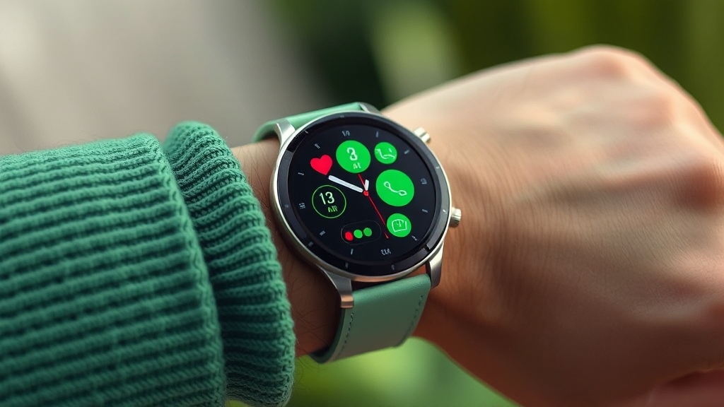 워치7 그린: 건강 관리 기능 활용 (realistic 스타일)