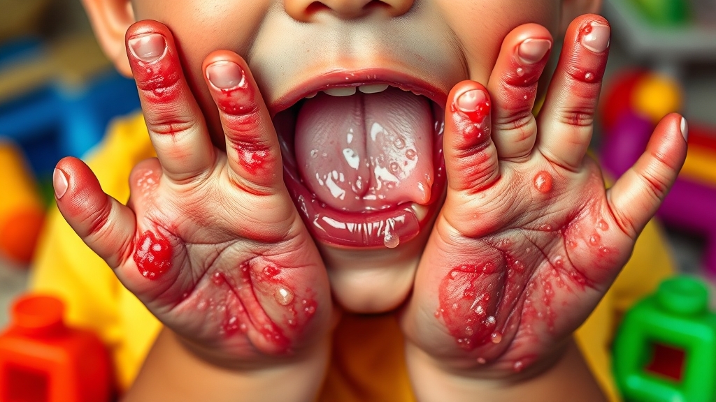 수족구, 어떻게 전염될까요? (realistic 스타일)