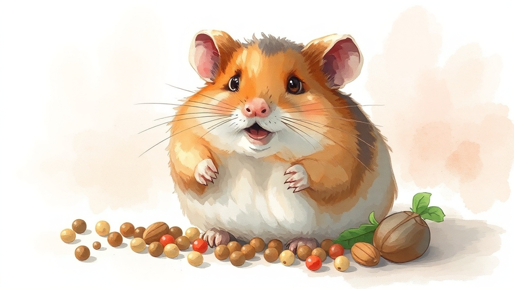 햄스터 먹이 종류와 급여 (watercolor 스타일)