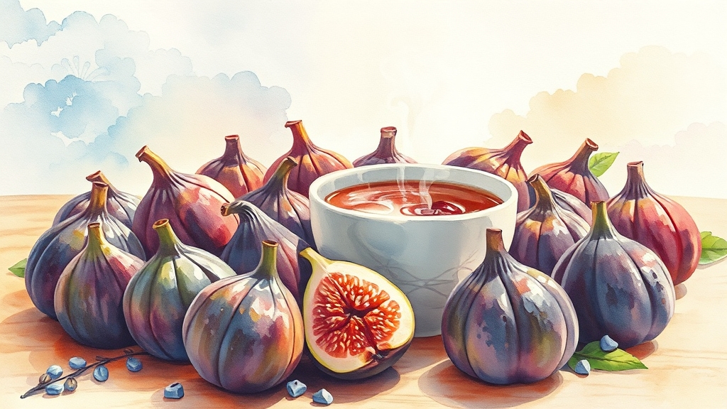 무화과 영양 성분 (watercolor 스타일)