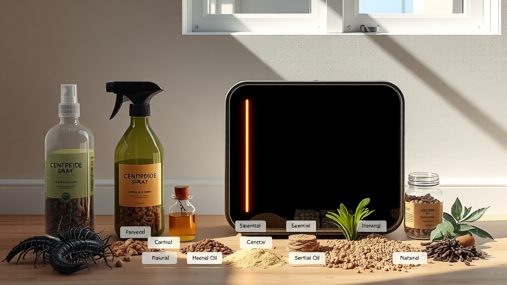 초음파 vs 살충제 vs 천연 재료 (realistic 스타일)