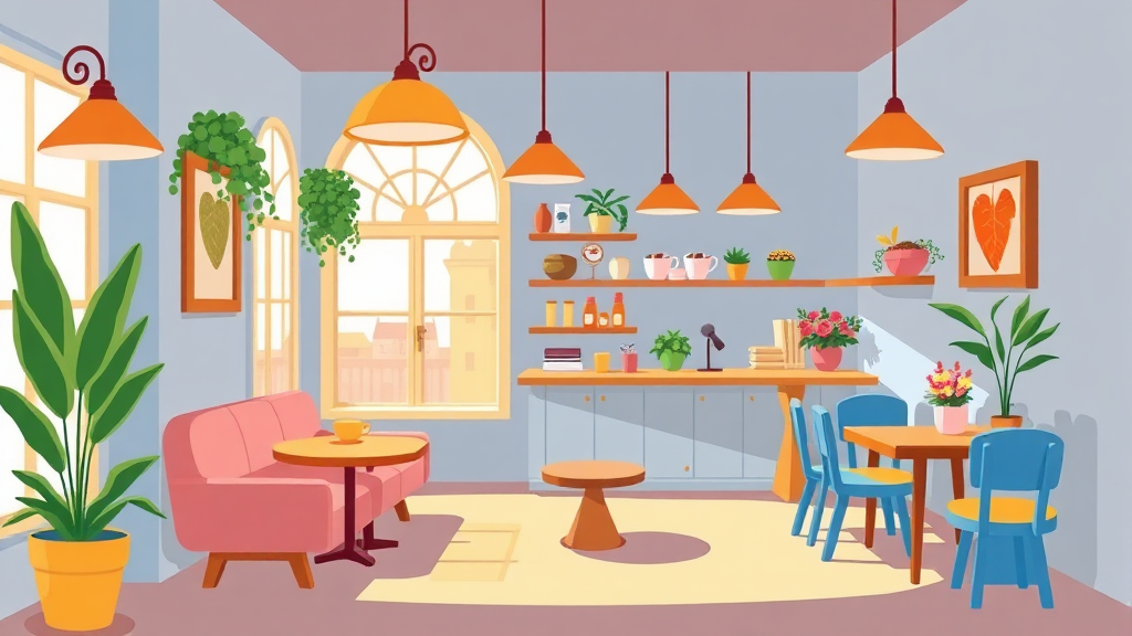 놀이터 같은 내부 인테리어 (cartoon 스타일)