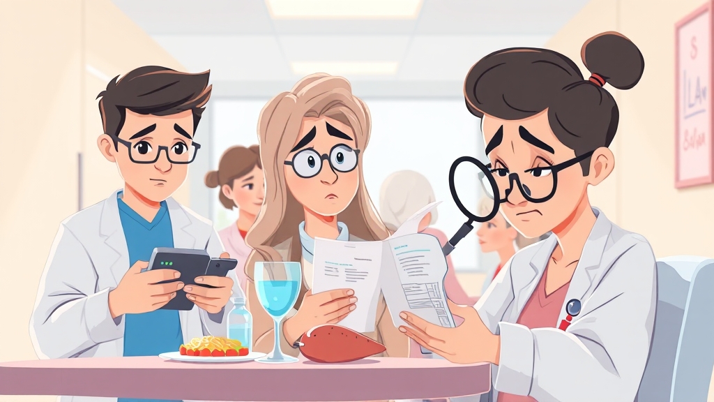 당뇨 자가 체크와 병원 방문 (cartoon 스타일)