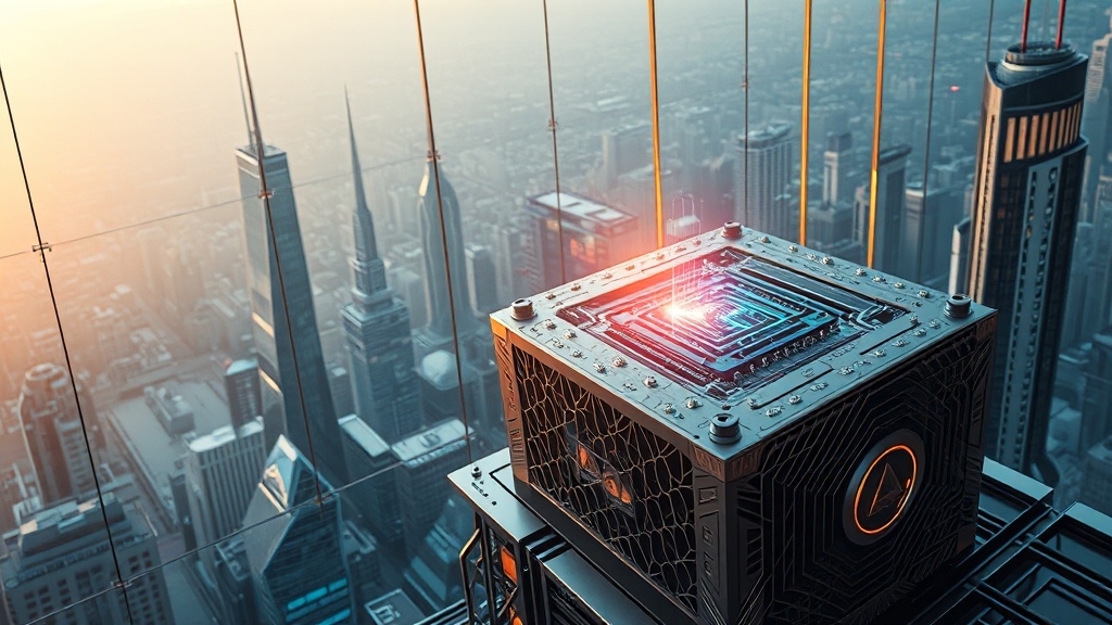 양자 컴퓨터, 미래 기술 핵심 (realistic 스타일)