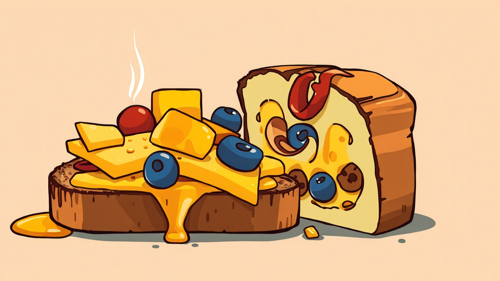 치즈 토스트 맛을 살리는 비법 (cartoon 스타일)