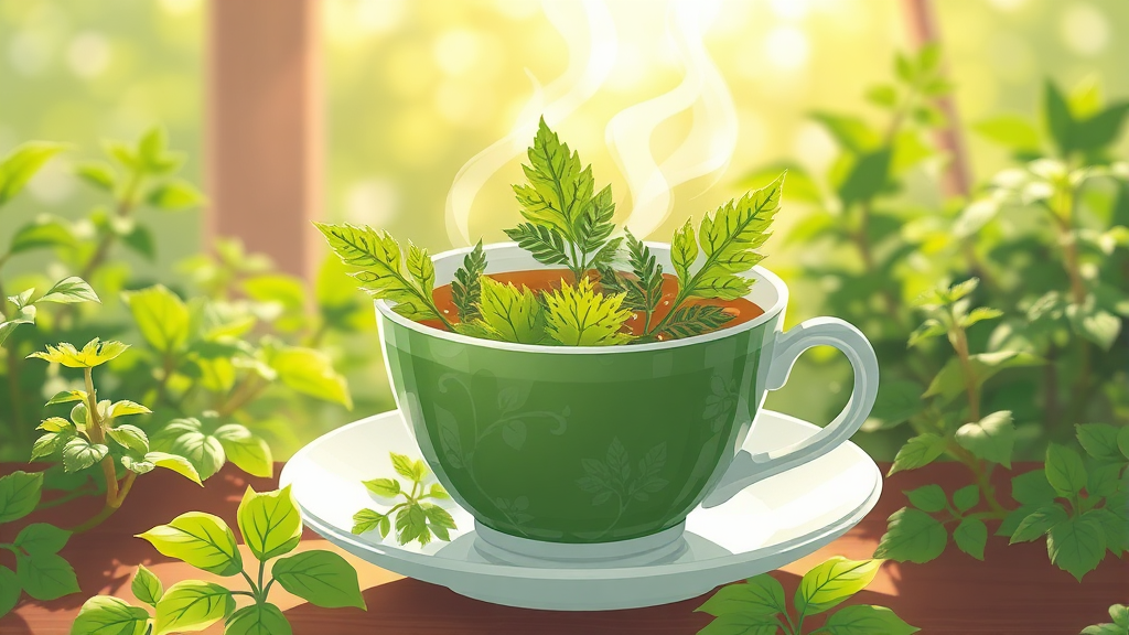 쐐기풀차, 건강한 선택! (illustration 스타일)