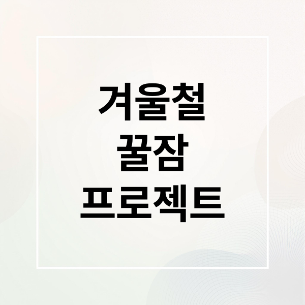 겨울철
꿀잠
프로젝트 (겨울철 수면의 질 높이는 방법)