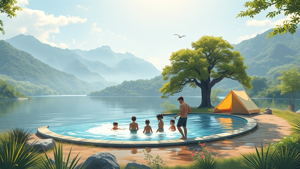 캠핑장 주변 환경 및 편의시설 비교 (illustration 스타일)