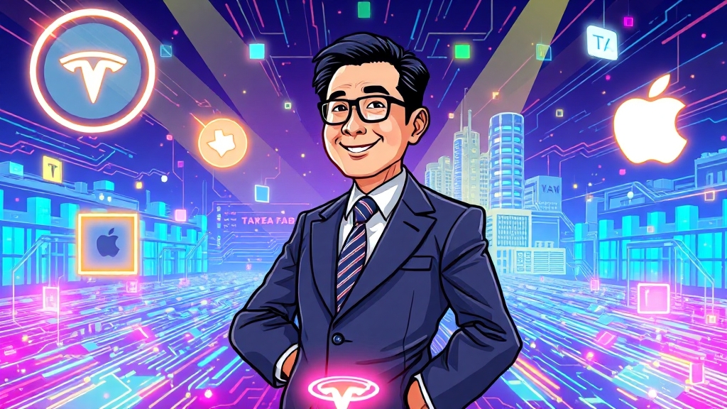 삼성, 테슬라·애플 수주 배경 (cartoon 스타일)