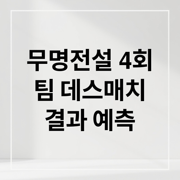 무명전설 4회
팀 데스매치
결과 예측 (무명전설 4회 승리팀 탈락후보)