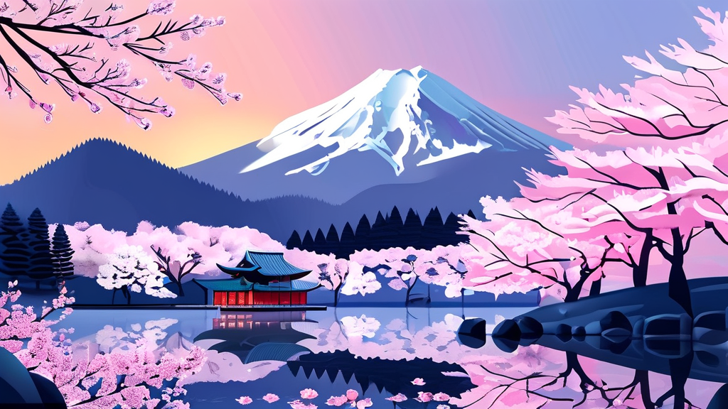 보문관광단지 & 보문정: CNN도 반한 한국의 아름다운 벚꽃 풍경 (illustration 스타일)