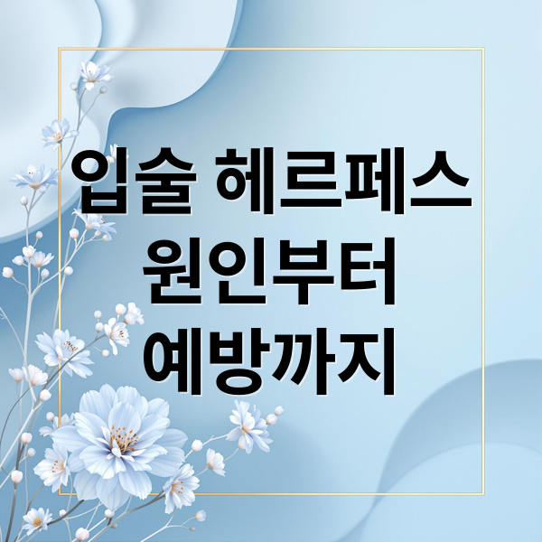 입술 헤르페스
원인부터
예방까지 (입술 헤르페스 치료 방법)