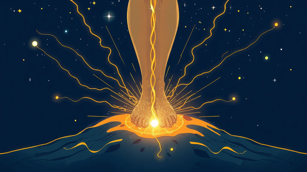 맨발걷기의 과학적 원리: 접지 효과 (illustration 스타일)