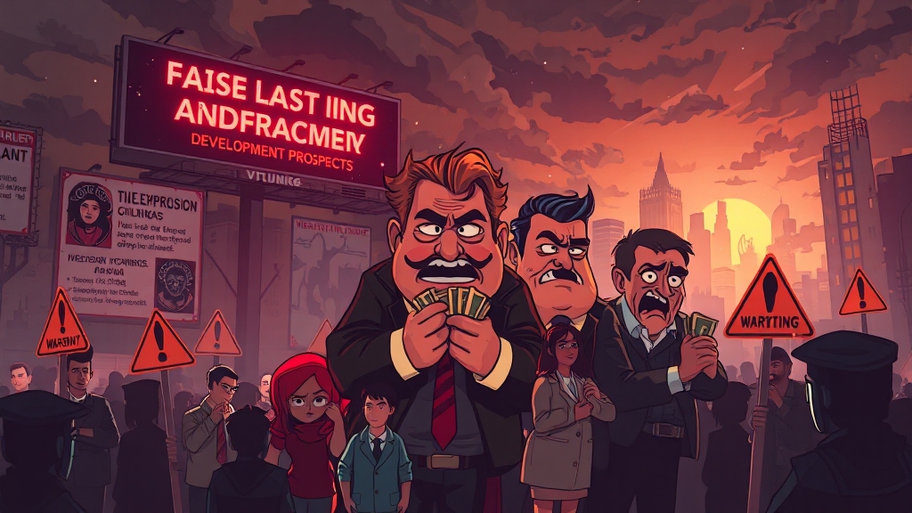 기획부동산 사기 주요 특징 (cartoon 스타일)