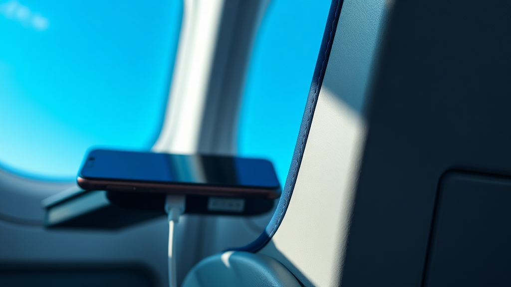 기내 안전 충전 & 대체 방안 (realistic 스타일)