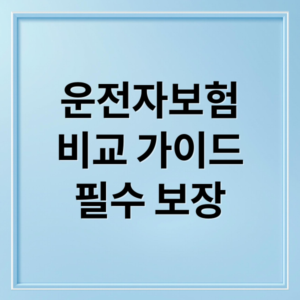 운전자보험비교 가이드필수 보장 (운전자보험 비교 사이트)