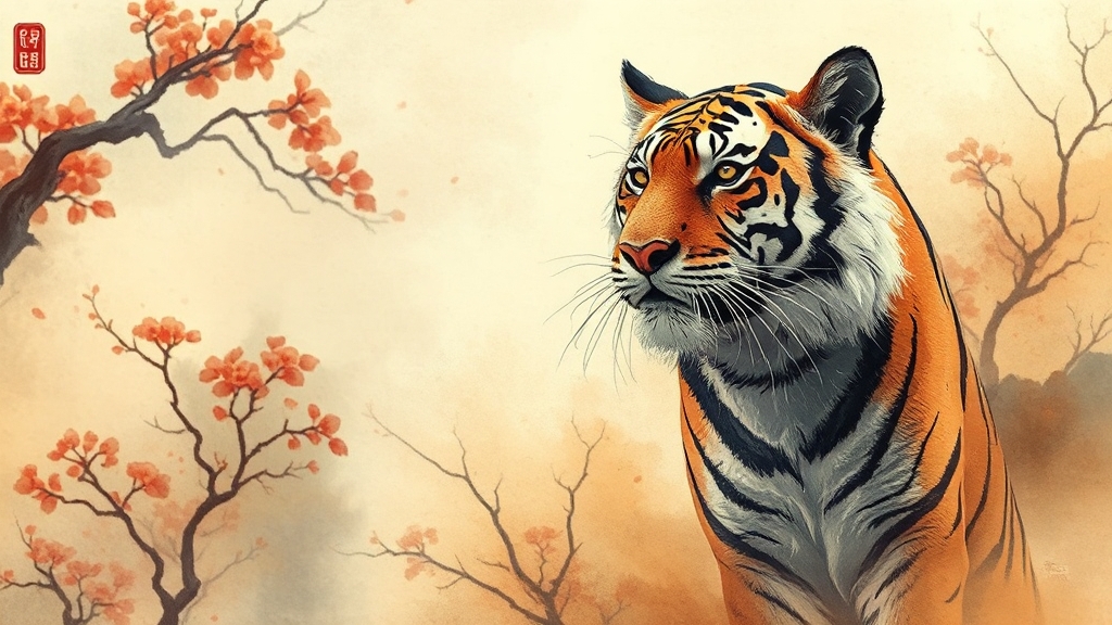 호랑이 속담: 역사적 배경과 의미 (watercolor 스타일)