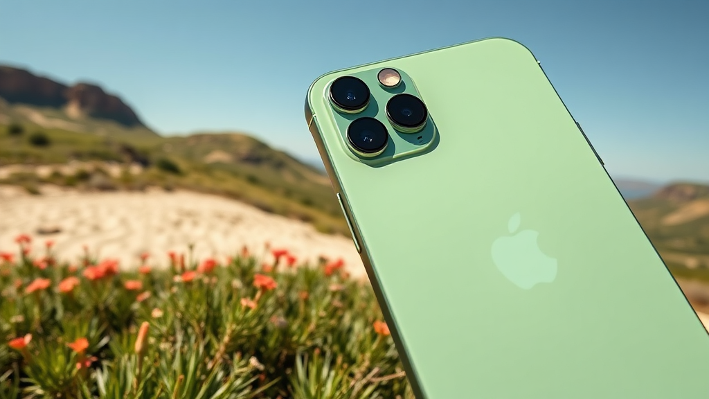 아이폰17 세이지 그린 카메라 성능 분석 (realistic 스타일)